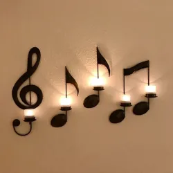Wall mounted candle holder - black music notesCandles & Holders