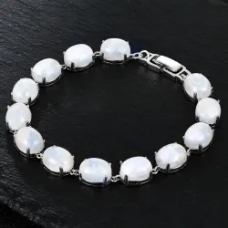 Elegant bracelet - natural moonlight stone - 925 sterling silverBracelets
