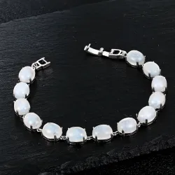 Elegant bracelet - natural moonlight stone - 925 sterling silverBracelets