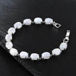 Elegant bracelet - natural moonlight stone - 925 sterling silverBracelets