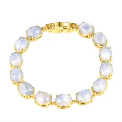 Elegant bracelet - natural moonlight stone - 925 sterling silverBracelets