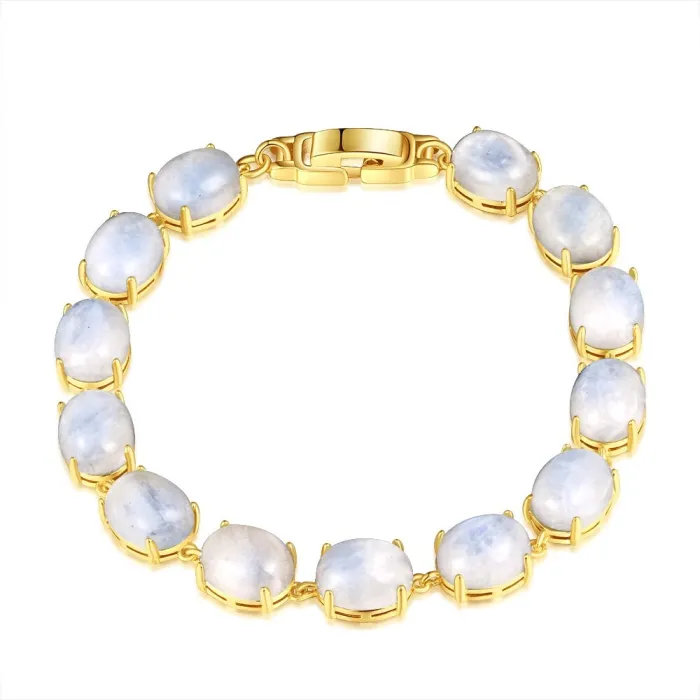 Elegant bracelet - natural moonlight stone - 925 sterling silverBracelets