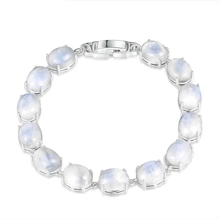Elegant bracelet - natural moonlight stone - 925 sterling silverBracelets