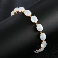 Elegant bracelet - natural moonlight stone - 925 sterling silverBracelets