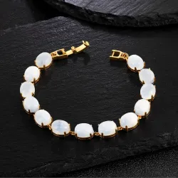 Elegant bracelet - natural moonlight stone - 925 sterling silverBracelets