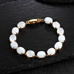 Elegant bracelet - natural moonlight stone - 925 sterling silverBracelets