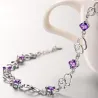 Elegant bracelet - purple crystals / hearts - 925 sterling silverBracelets