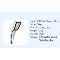 Square shower head - 300 holes - high pressure - chromeShower Heads