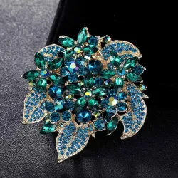 Green crystal flower broochBrooches