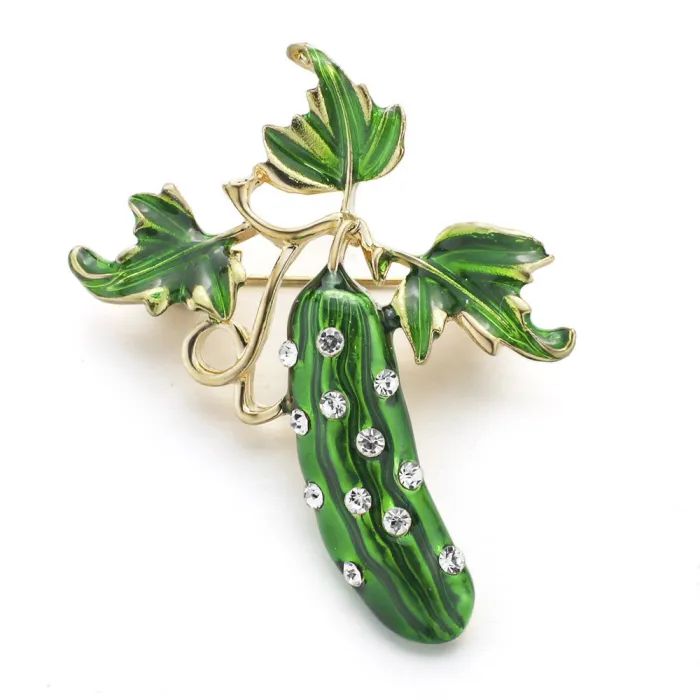 Green crystal cucumber - broochBrooches