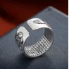 Buddhist heart sutra ring - lotus - silver - resizable - unisexRings