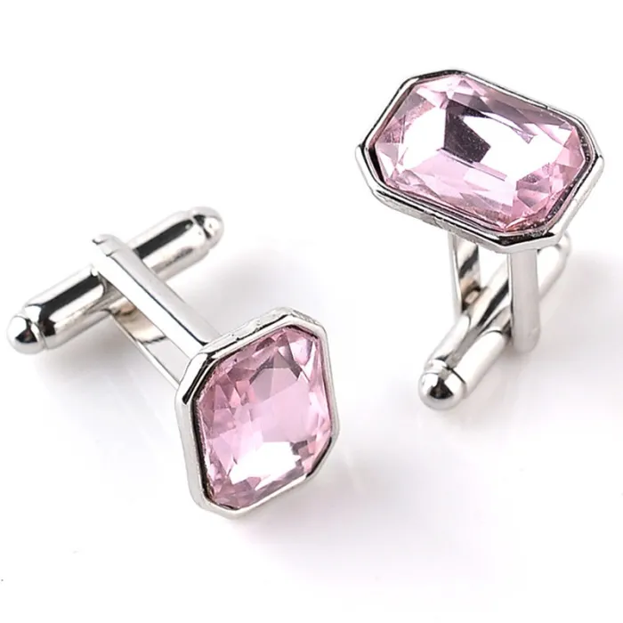 Metal cufflinks - with pink crystalCufflinks