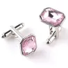 Metal cufflinks - with pink crystalCufflinks