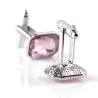 Metal cufflinks - with pink crystalCufflinks