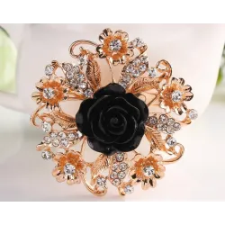 Resin rose flower with crystals - pin broochBrooches