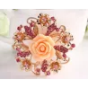 Resin rose flower with crystals - pin broochBrooches