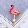 Red flamingo with pearl - broochBrooches