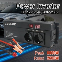 6000W - DC 12V/24V to AC 220V - LED display - car inverter - converter - charger - transformerInverters