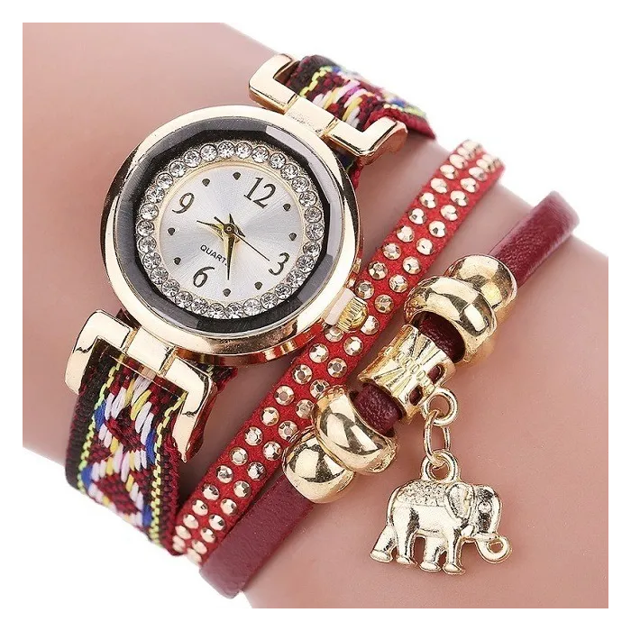 Multilayer bracelet - with watch / rhinestones / elephantBracelets