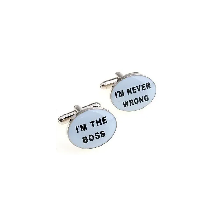 "I'm the boss" / I'm never wrong" - silver cufflinksCufflinks