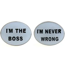 "I'm the boss" / I'm never wrong" - silver cufflinksCufflinks