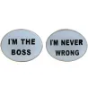 "I'm the boss" / I'm never wrong" - silver cufflinksCufflinks