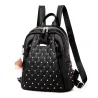 Leather backpack - with decorative studs - large capacityBackpacks