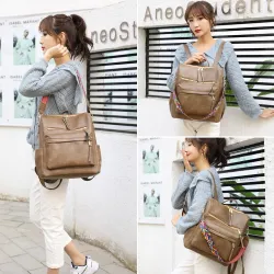 Multifunction leather backpack - shoulder bag - large capacityBackpacks