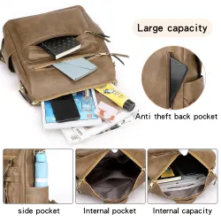 Multifunction leather backpack - shoulder bag - large capacityBackpacks