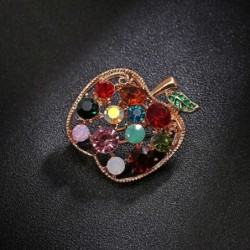 Apple shaped brooch with crystalsBrooches