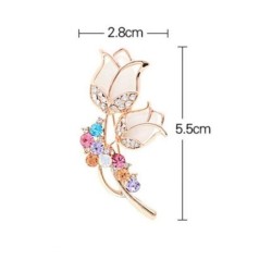Double opal tulips with crystals - broochBrooches