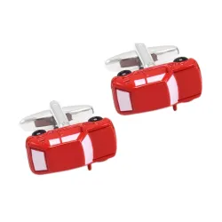 Enamel red car - silver cufflinksCufflinks