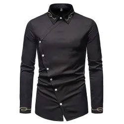 Asymmetrical long sleeve shirt - decorative golden embroideryT-shirts