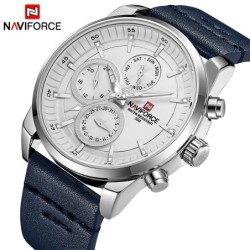 NAVIFORCE - fashionable Quartz watch - leather strap - waterproof - whiteWatches