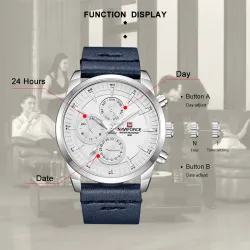 NAVIFORCE - fashionable Quartz watch - leather strap - waterproof - rose gold / blueWatches