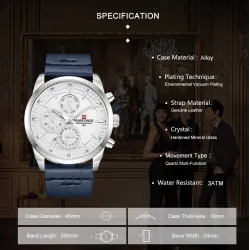 NAVIFORCE - fashionable Quartz watch - leather strap - waterproof - rose gold / blueWatches
