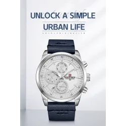 NAVIFORCE - fashionable Quartz watch - leather strap - waterproof - rose gold / blueWatches
