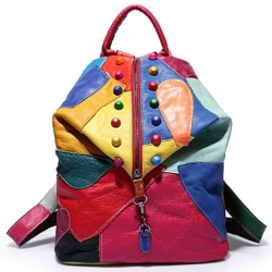 Leather backpack - with rivets - colorful rainbow colorsBackpacks