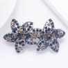 Elegant hair clip - double blue crystal flowersHair clips