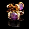 Golden cufflinks - with purple crystalCufflinks