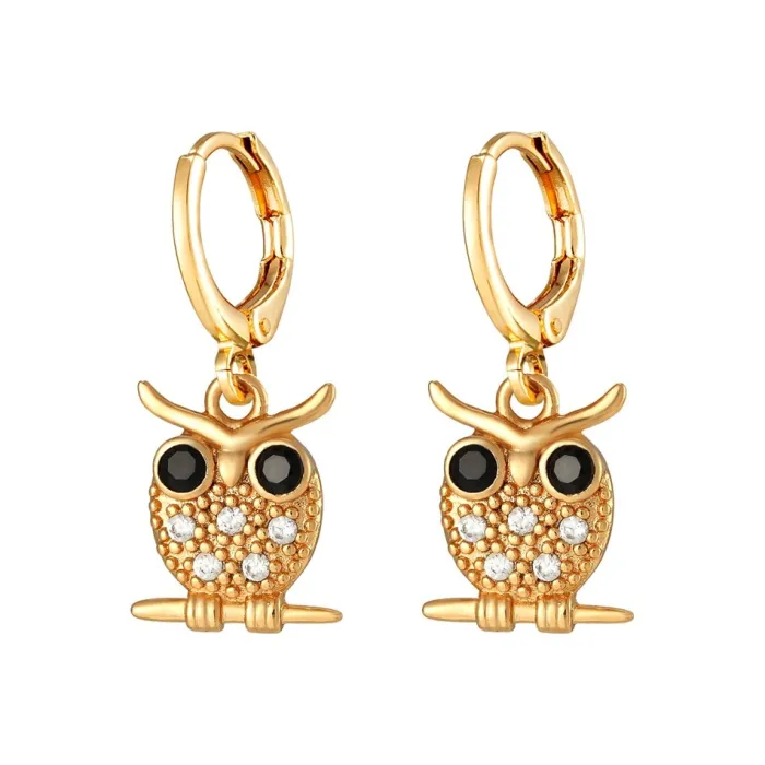 Golden hoop earrings - dangle cross / owl / pineapple / butterflyEarrings