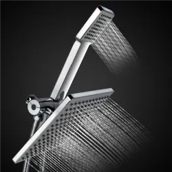 Square rainfall jet - double shower head - hose - 3-way water diverter - setShower Heads