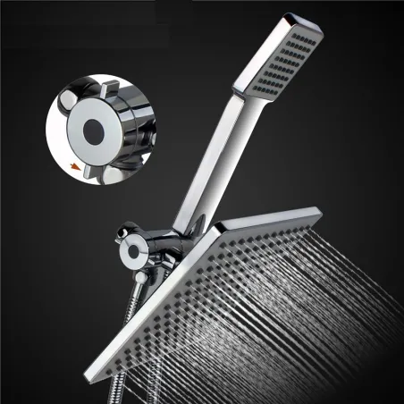 Square rainfall jet - double shower head - hose - 3-way water diverter - setShower Heads