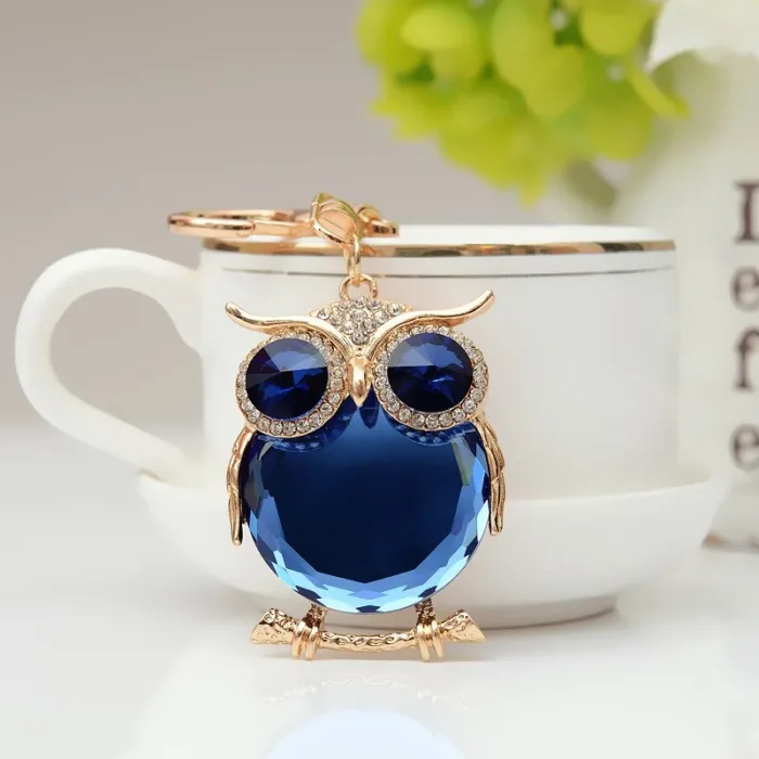 Blue crystal owl - keychainKeyrings
