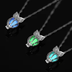 Silver necklace with fluorescent owlNecklaces