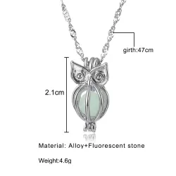 Silver necklace with fluorescent owlNecklaces