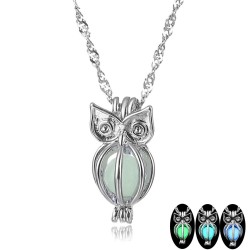 Silver necklace with fluorescent owlNecklaces