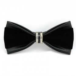 Elegant leather bow tie with crystal decorationBows & ties