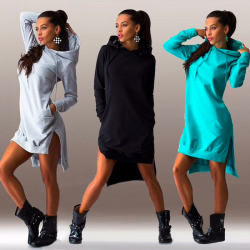 Women's hooded dress - long pulloverHoodies & Jumpers