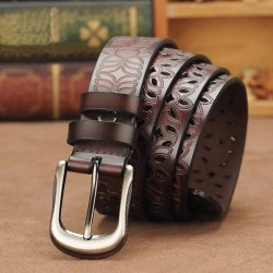 Carved genuine leather belt - with a metal buckleBelts